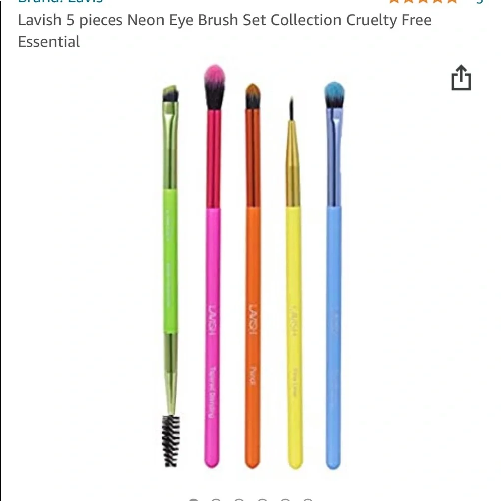 LAVISH 5p Neon Rainbow Pride Eye Brush Set $30 NIP